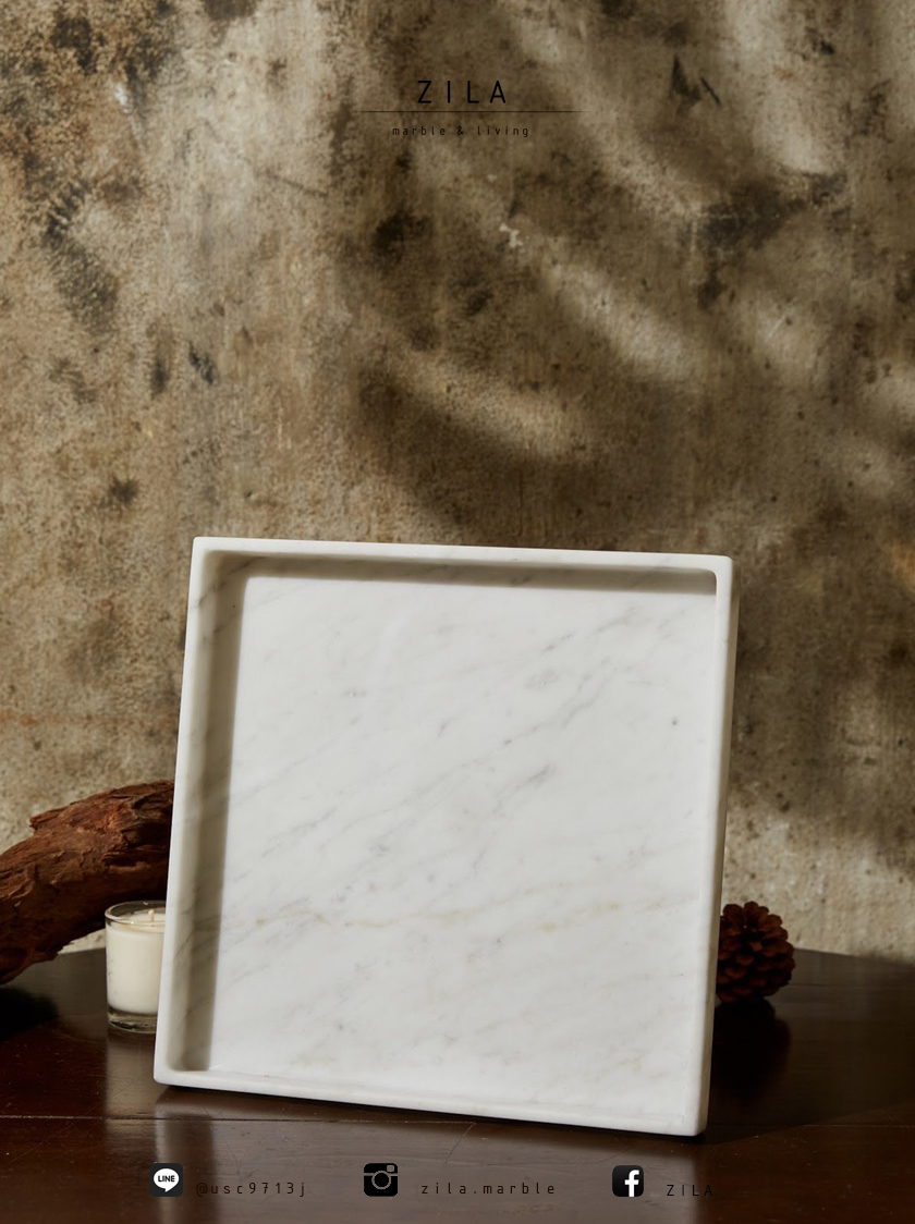 C007 - SQUARE TRAY White carara Marble