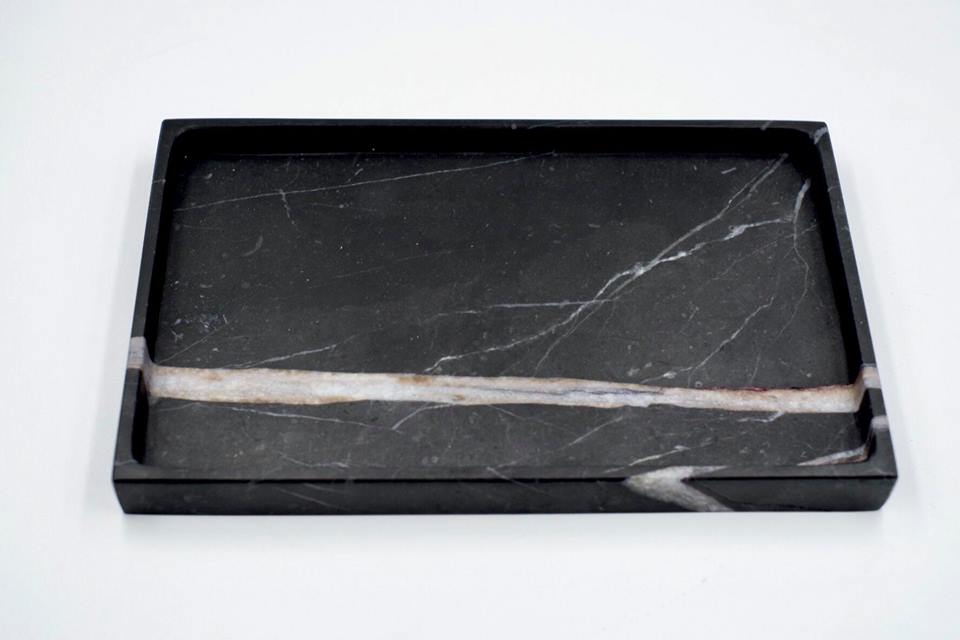 B008 - SQUARE TRAY Black Marquina Marble